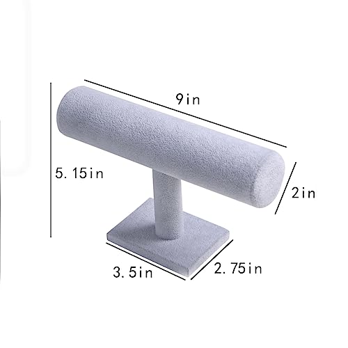 T-Bar Bracelet Holder, Bracelet Display Stand For Selling, Hair Tied Jewelry Organizer Watch Rack For Show (Gray Velvet) - color: Gray Velvet