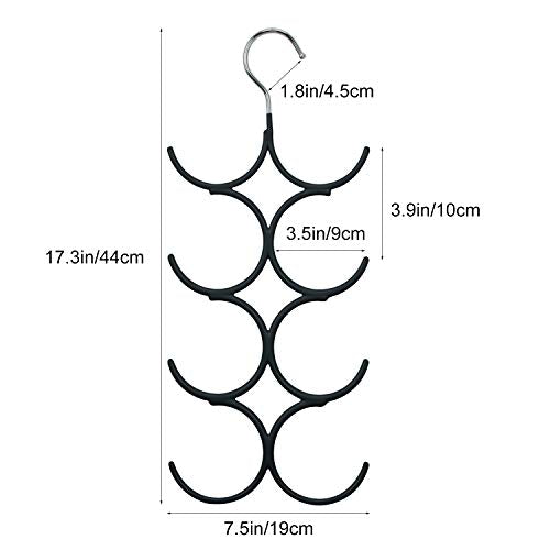 Yizhi Scarf Hanger Organizer Holder, No Snag Belt Rack Tie Hanger Sturdy 8 Hook Space Saving Closet Accessory Organizer for Scarves, Ties, Belts, Shawls, Pashminas and Jewelry (1, Black)