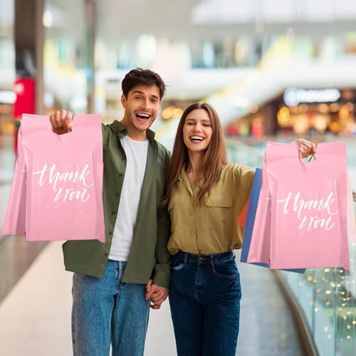 Metronic Thank You Poly Mailers with Handle 12x15.5 1000 Pcs Easy to Carry - color: Pink, size: 12X15.5" 1000PC