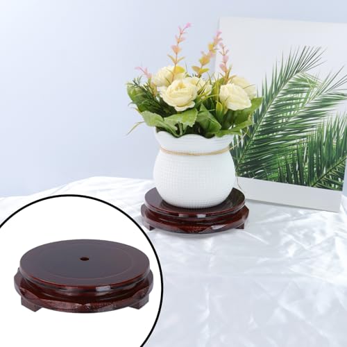 Wooden Display Stand Base 4.72" x 4.72" Wood Carved Craft Pedestal - size: Round, 4.72" x 4.72"