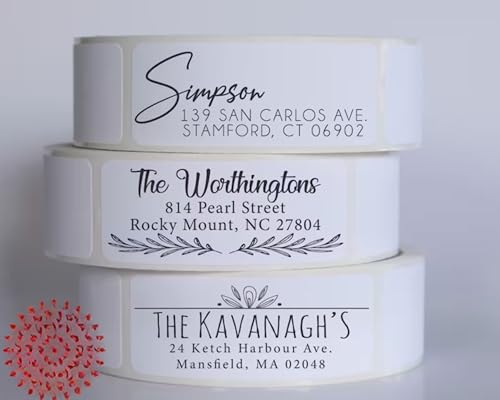 Custom Personalized Return Address Labels 2.6" x 0.75" on Rolls or Sheets (36-500), White, Gold, Silver, or Clear Self-Adhesive Ideal for Special Occasions