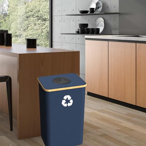 Recycling Bin for Kitchen Indoor Home, Large 100L/ 26 Gallon Recycle Bin with Lid Removeable Reusable Inner Bag Bottle Can Glass Waste Plastice Stickers (Blue, 26 Gallon) - size: Blue-26Gallon
