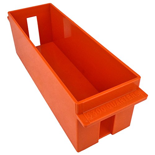 Extra-Capacity Rolled Coin Plastic Storage Tray, Quarters, Orange (1 Tray) - size: 1 Tray