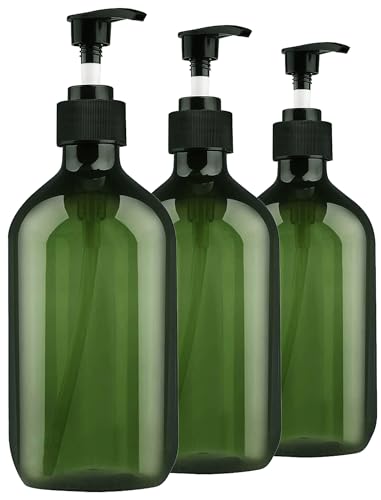 Empty Plastic Bottles with Pump Dispenser, 500ml/16.9oz (Green, 3 Pack) - color: Green, size: 3 Pack