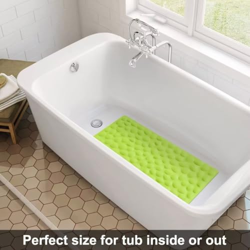 Non-Slip Bathtub Mat OTHWAY Soft Rubber Bathroom Bathmat with Strong Suction Cups (Green, 16x31.5 inch) - color: Green, size: 31.5" x 16" (Rectangular)