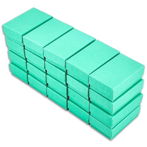 TheDisplayGuys 25 Cardboard Jewelry Gift Boxes with Inserts - Teal Green - size: 25 Pack