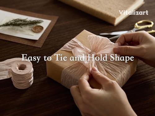 Vitalizart Crinkle Paper Ribbon 1.5" x 75 Yds for Gift Wrapping Recyclable - color: Nude