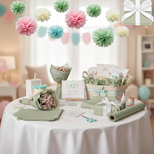 Sage Green Wrapping Tissue Paper Bulk for Gift Bags,160 Sheets 20 x 14 Inch - color: Sage green