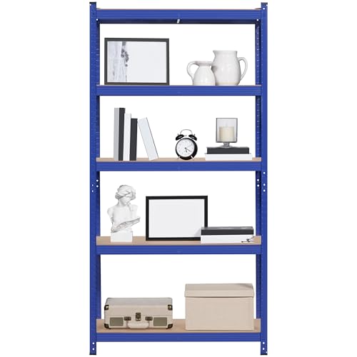 Topeakmart 5 Tier Metal Storage Shelving Unit, 35.5x16x71 Inch Blue - color: Blue, size: 35.5 x 16 x 71 Inch