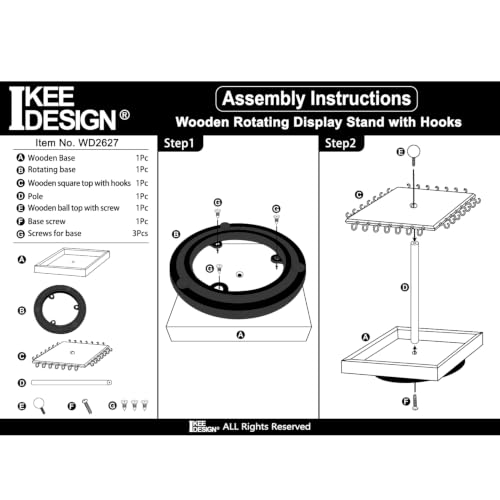 Ikee Design Wood Rotating Jewelry Display for Necklace Bracelet Holder - color: 2) Brown