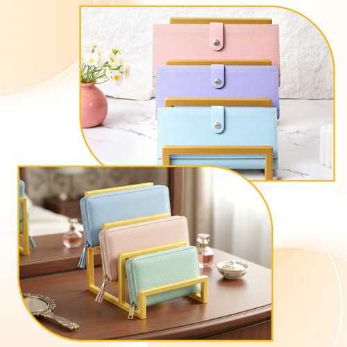 2 Pack Purse Organizer for Closet Display, 3 Layer Gold Wallet Display Riser Stand Clutch Purse Organizer Metal Wallet Rack for Handbag Home Retail Boutique Store Supplies