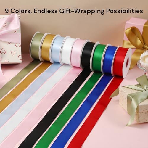 Gold Ribbon 1 1/2 Inch x 50 Yards – Double Faced Luxury Satin Ribbon for Holiday Gift Wrapping, Wedding, Party Bows & Crafts - color: Gold, size: 1-1/2 inch