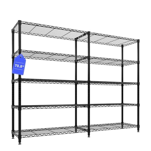 70.8" W Storage Shelves 5-Tier 1325LBS Load Metal Garage Shelving Adjustable Heavy Duty Shelving Unit for Home Kitchen Office Garage 70.8" Wx15.8 Dx70.5 H - color: 5 Tier,15.75" D X70.87" W X70.47" H