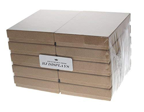 RJ Displays -25 Pack Cotton Filled Brown Kraft Paper Cardboard Large Jewelry Box for Necklace, Jewelry Set, Belt Buckle, Bracelets Display and Packaging Size-5 3/8" x 3 7/8" x 1" - color: Brown
