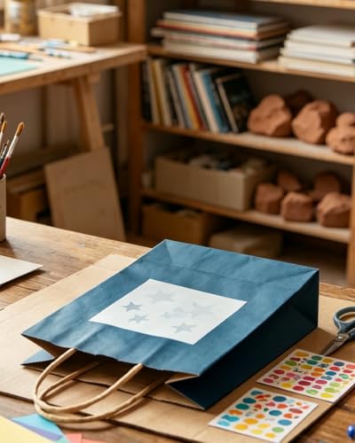qiqee Ink Blue Gift Bag with Handles Bulk 24Pcs Paper Bags -8.3"x6"x3. 15" Party Favor Bags - Solid Color - color: Ink Blue