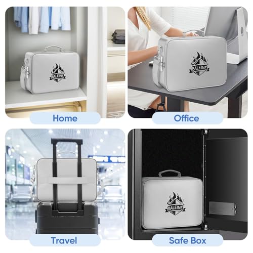 BALEINE Fireproof Document Box with Lock, Waterproof Fire Safe File Bag - color: Silver
