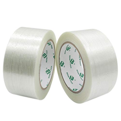 BOMEI PACK Fiber Reinforced Packing Tape, 30Rolls Mono Filament Tape 2 inch x 35yds x 5.5Mil, for Packing and Strapping - size: 30Roll: 50mmx35y