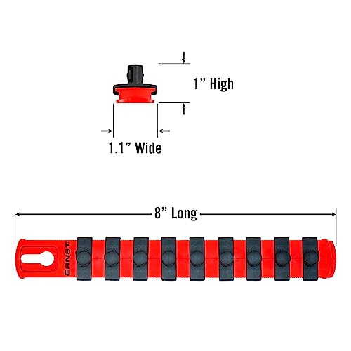 Ernst Manufacturing - 8411-Red-3/8 8411 8-Inch Socket Organizer with 9 3/8-Inch Twist Lock Clips, Red - color: Red, size: 3/8-Inch Twist Clips, style: 8-Inch