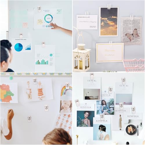 25 Pieces Self Adhesive Clips and 25 Pcs Magnetic Clips for Hanging - style: Clear Magnetic + self-adhesive
