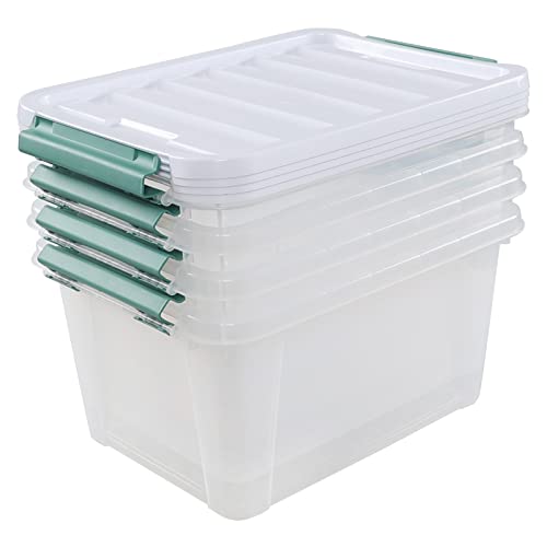 Latching Storage Bins with Lids, 20 Qt Stackable Box, 4-Pack - size: 20 Quart