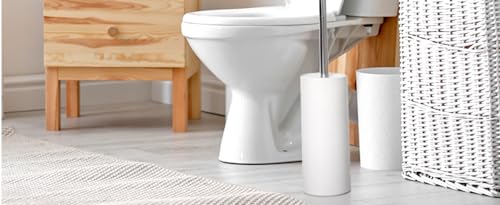 Matt White Ceramic Toilet Brush and Holder Set - color: Matt White, size: Set/2