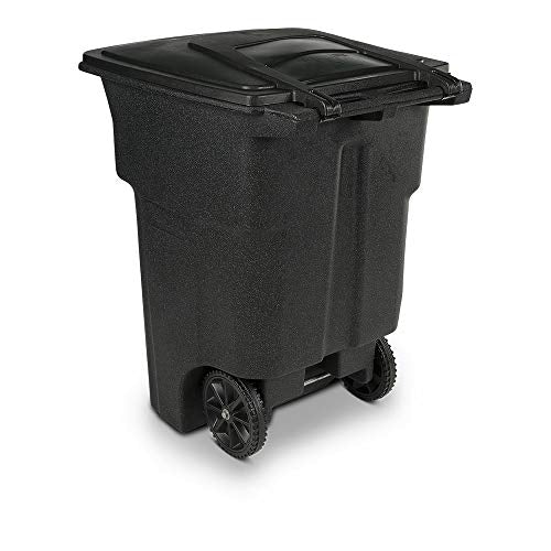 Toter 79296-R1209 96 Gallon Blackstone Trash Can with Wheels and Attached Lid - color: Blackstone, size: 96 Gallon