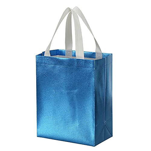 Tosnail 40 Pack Glossy Reusable Grocery Bags, 10 x 8 Inch Shopping Tote Bag with Handle Present Bag Gift Bag for Weddings, Birthdays, Party, Event, Light Blue - color: Light Blue
