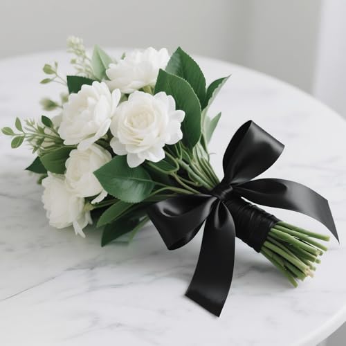 KINGLAKE Black Satin Ribbon - 1-1/2'' x 100 Yards for Gift Wrapping - color: Black, size: 1 1/2 Inch x 100 Yards