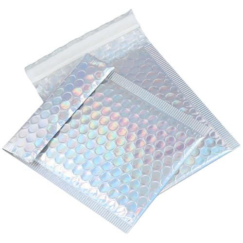100 PCS 5 x 6 Inch Metallic Bubble Mailers, Silver Padded Mailing Envelopes, Practical Self Seal Aluminum Film Shipping Envelopes for Packing, Mailing - color: Silver