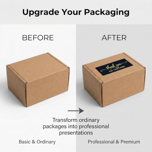 125Pcs Black Gold Foil Thank You for Your Order Labels, Shipping Seals - color: 125pcs- Black Gold Foil Thank You