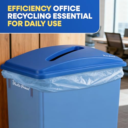 PLASTIC PRINCE Paper Recycling Lid, 23 Gallon Commercial Slim Jim Recycling Trash Can Lid with Hole, Plastic Blue Waste Garbage Can Lid with Paper Slot - style: Paper Lid