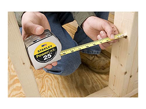 Stanley 33425 Powerlock II Power Return Rule, 1-Inch x 25ft, Chrome ABS/Yellow