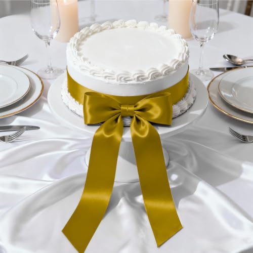 KMER LIFE 1-1/2" x 100 Yards Golden Satin Ribbon Crafts Gift Wrapping - color: Golden, size: 1-1/2" x 100 Yards