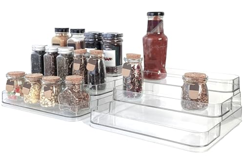 Perfume Organizer - 2 Pack Three-Tiered Shelf - Perfume Lotion Skincare Stand, Spice Vitamins Medicine Bottles Holder,Sturdy Clear Rack for Kitchen Bathroom Countertop Cabinet Storage