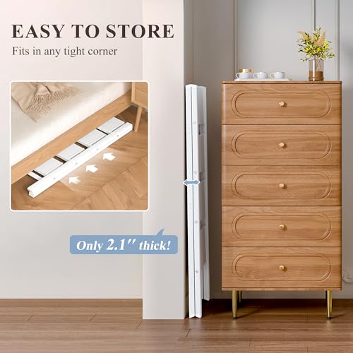 4 Step Ladder, Foldable Aluminum Step Stool with Anti-Slip Pedal - color: White, size: 4 Step