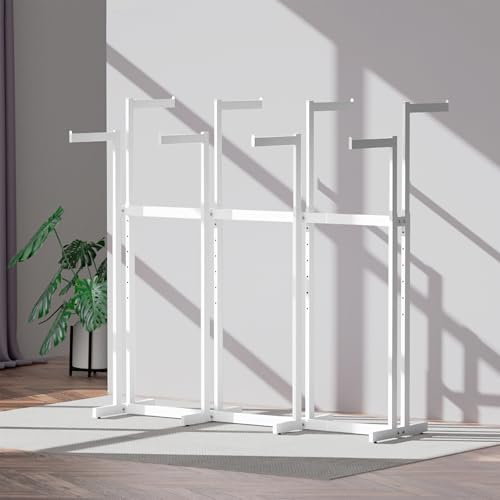 Retail Clothing Rack - for Hanging Clothes - Rolling Metal Garment Racks Heavy Duty, White Commercial Clothing Display Rack Stand with Wheels, Large Sturdy Garmet Racking (8 Arm,White) - color: White, size: 8Arm
