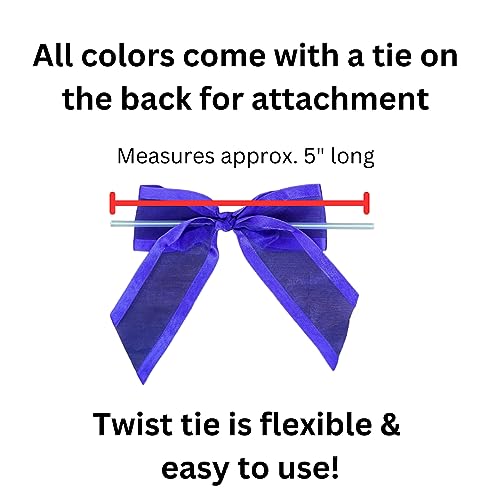 Pre-Tied Burgundy Organza Bows - 4 1/2" Wide, Set of 12, Fall - color: Burgundy Organza