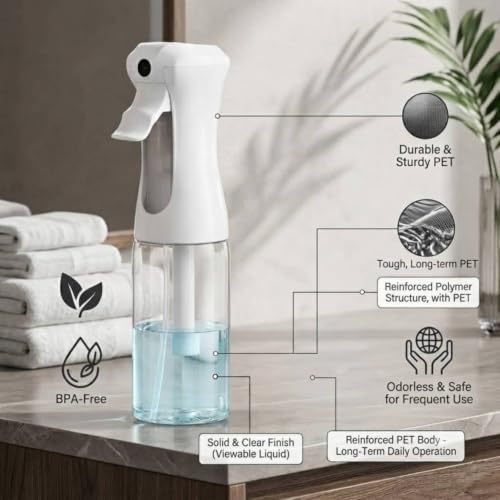 VIGOR PATH Continuous Mist Clear Spray Bottle 200ml Fine Mist Spray 3 Pack - color: 6.7oz - Pack of 3
