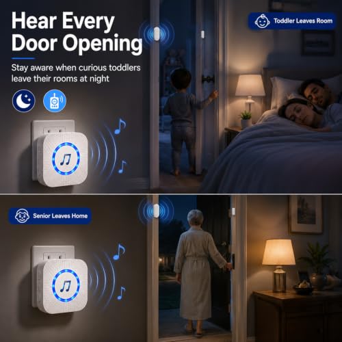 SanJie Door Chime Alarm When Open for Kids Safety, Home and Business - size: 3 Sensors + 2 Receiver White