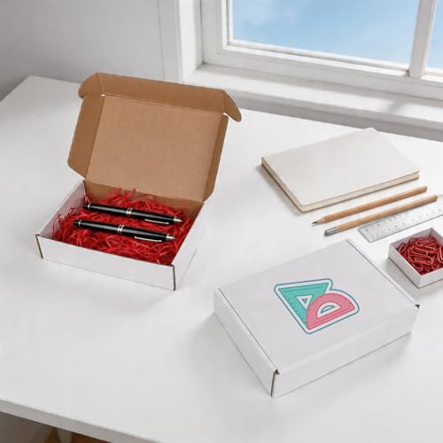 Fishat 9" x 6" x 2" White Corrugated Cardboard Shipping Boxes Set of 50 - size: 9" x 6" x 2"