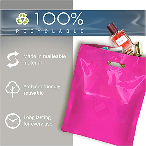 9x12 Pink Plastic Bags, Small, Glossy Finish, 1.5 Mil Thick, 200 Pack