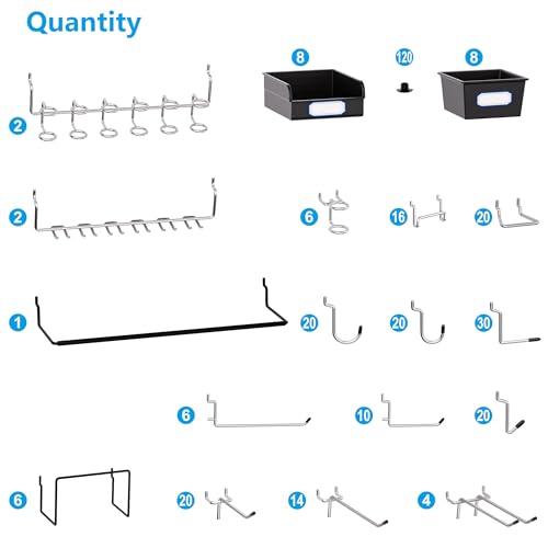 FRIMOONY Peg Board Organizer Accessories, Pegboard Hook Locks, Bins, for Organizing Pliers, Wrenches, Screwdrivers, 333-Piece - size: 333PCS