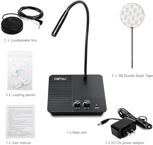 CallToU Window Intercom Speaker System Microphone for Business Counter Desk - color: Black 11