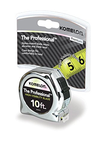 Komelon 410HV High-Viz Professional Tape Measure, 10-Feet by 5/8-Inch, Chrome - size: 3 m