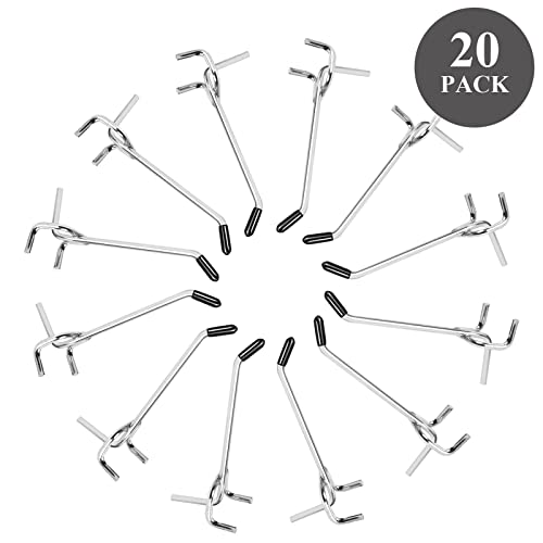20 Pack Pegboard Hooks 4 Inch L Shape Galvanized Metal Heavy Duty Peg Hooks with 50Pcs Rubber Tipped Fit for 1mm/0.04inch Thick Peg Board Pegboard Hook for Organizer Garage Kitchen Office Store - size: 4 Inch