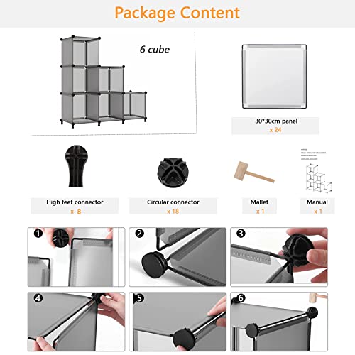 AWTATOS Cube Storage Organizer, Closet Organizers, 6 Cube Shelf, Grey - color: Grey