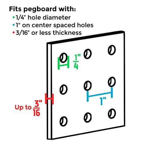 Pegboard Basket Set - 3 Pack - Hooks to 1/4" Hole Peg Board - Better Tool Organization - Organize Tools, Workbench, Accessories, Garage Storage - Wall Organizer Attachments, Black Wire Pegboard Basket