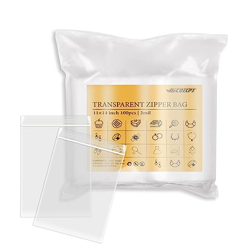 11x14 Clear Zip Bags, 100 Count, 2 Mil, 1.5 Gallon - size: 11×14inch/100pcs