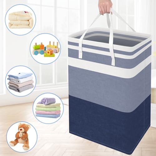 BlissTotes 3-Pack Laundry Basket, Collapsible Laundry Hamper, Blue, 100L - color: Blue, size: 100L
