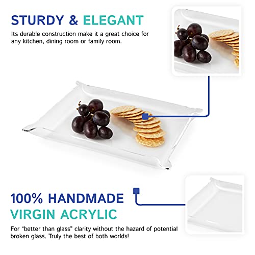 Huang Acrylic Clear Multi-use Valet Tray | Great for Snacks, Candy, Jewelry, Keys, Wallets, and More | Display in The Kitchen, Living Room, Bedroom, or Bathroom | Medium 10" x 8" - size: 9.5" x 7.5" x 1"